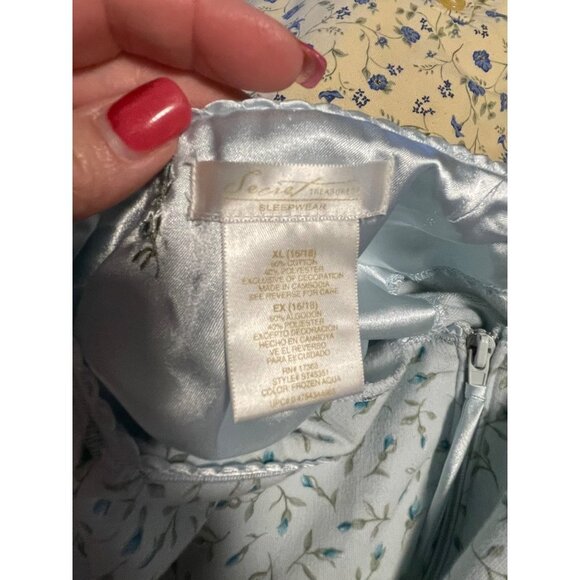 Secret Treasures Blue Floral Full Zip Robe Coverup Sz XL - Picture 5 of 9